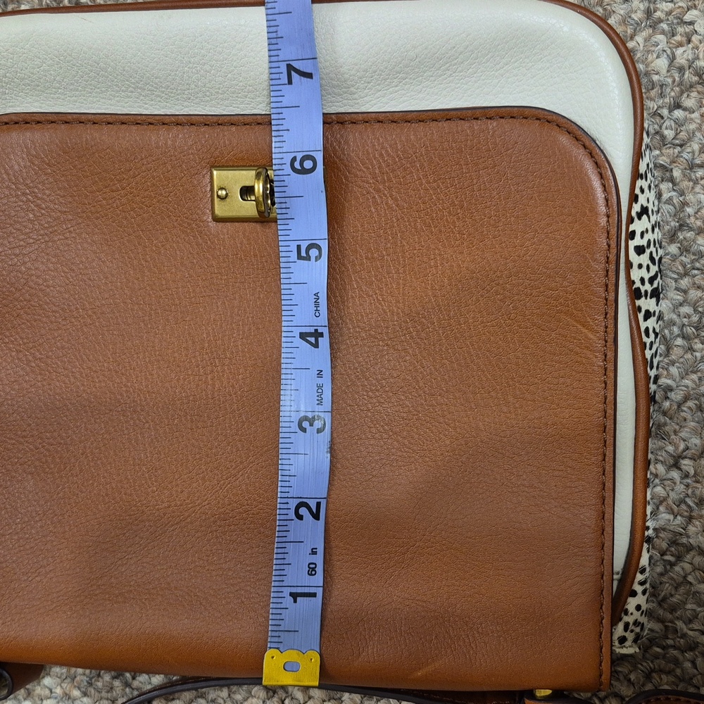 Fossil Memoir Novella Turn Lock Flap Brown & Cream Leather Crossbody Bag/Purse - Picture 11 of 15